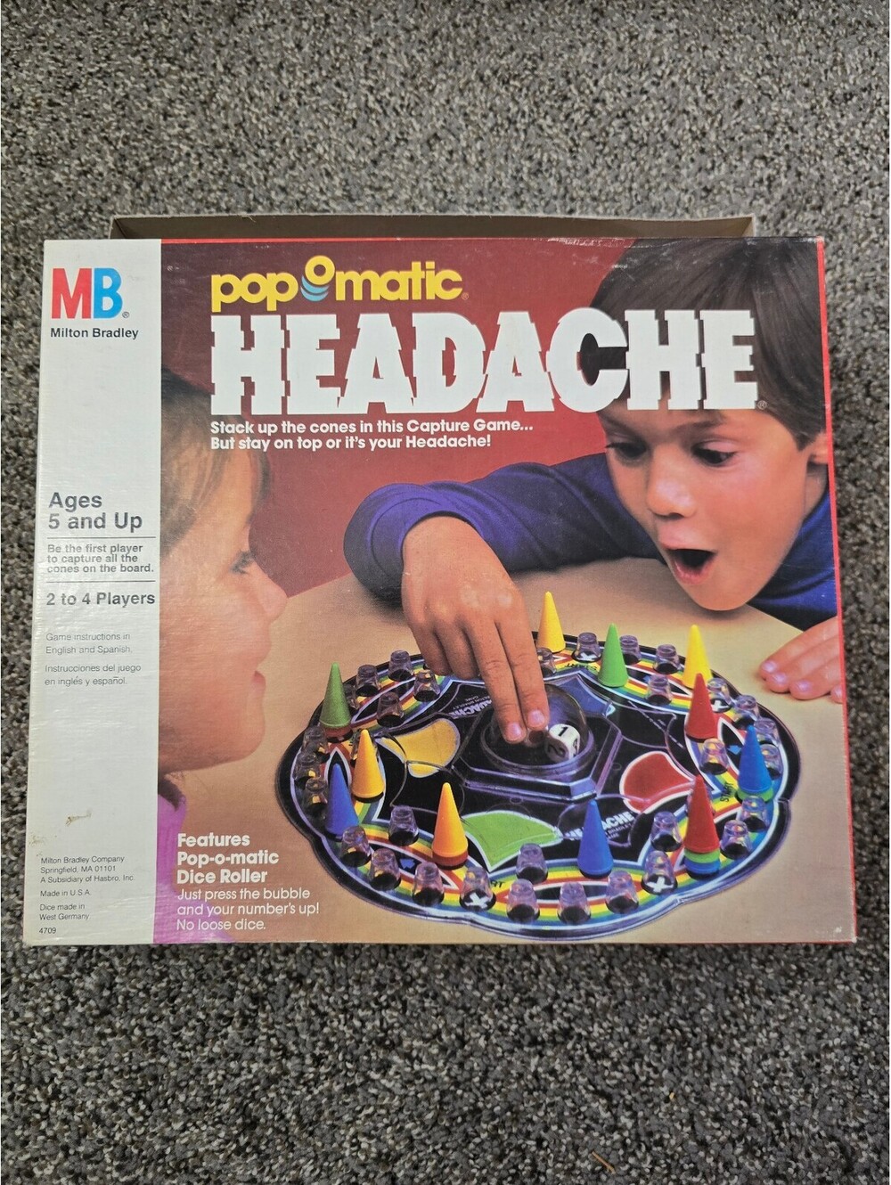 Vintage 1986 Headache Board Game Milton Bradley Pop-O-Matic Dice Family